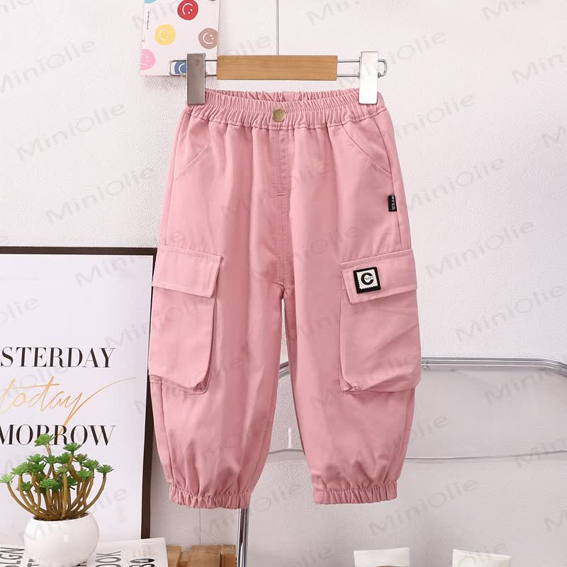 Toddler Solid Color Relaxed Utility Cargo Jogger - Pink - 6-7T - image 5