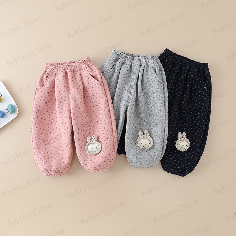 Toddler Bunny Applique Fleece Harem Lounge Pants - image 1