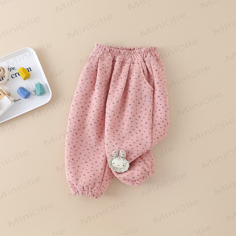 Toddler Bunny Applique Fleece Harem Lounge Pants - Pink - 6-7T - image 2
