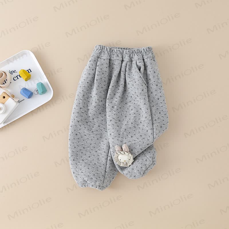 Toddler Bunny Applique Fleece Harem Lounge Pants - Gray - 6-7T - image 3