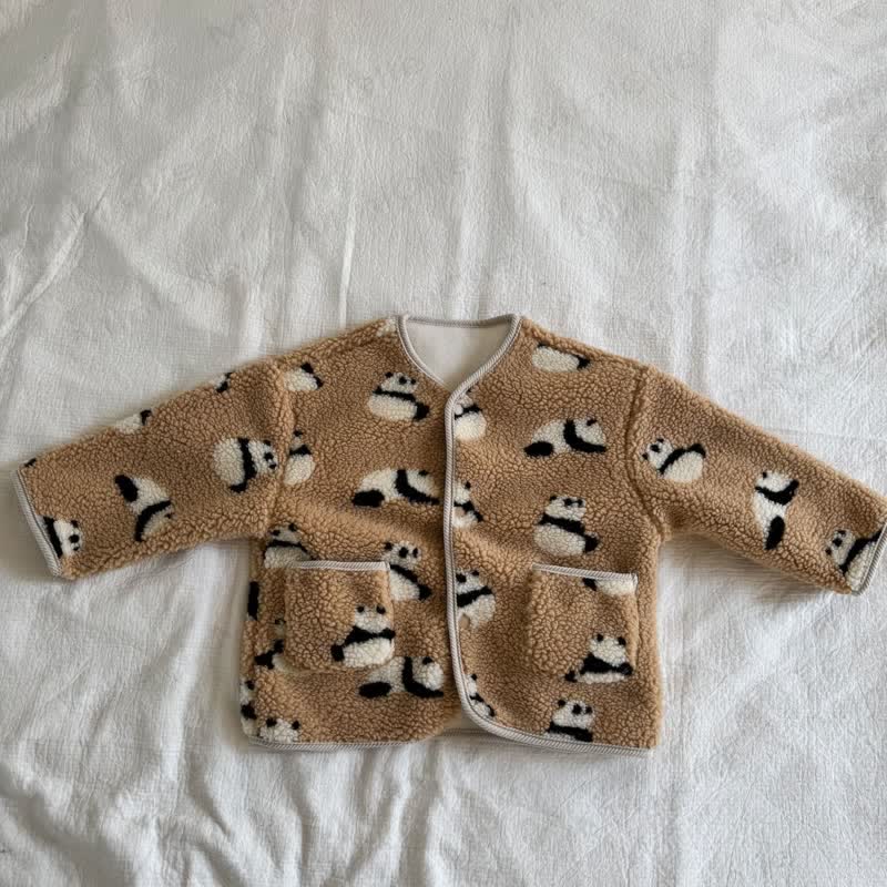 Toddler Cozy Print Sherpa Fleece Jacket - Beige - 10-11T - image 5