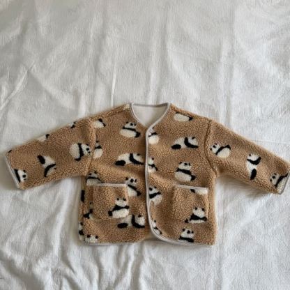 Toddler Cozy Print Sherpa Fleece Jacket - Beige - 10-11T - image 5