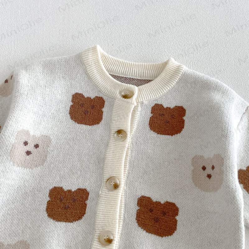 Baby Floral/Animal Knit Button Cardigan - image 8