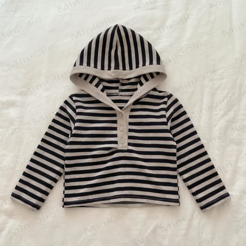 Toddler Stripe Hooded Top and Ruffle Pants Set - Stripe Top - 6.5-8T - image 2