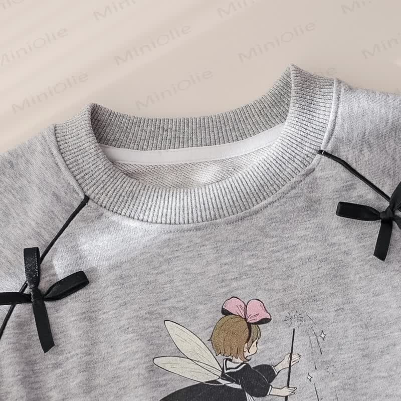 Toddler Cartoon Print Sweatshirt and Striped Ruffle Pants Set - image 6