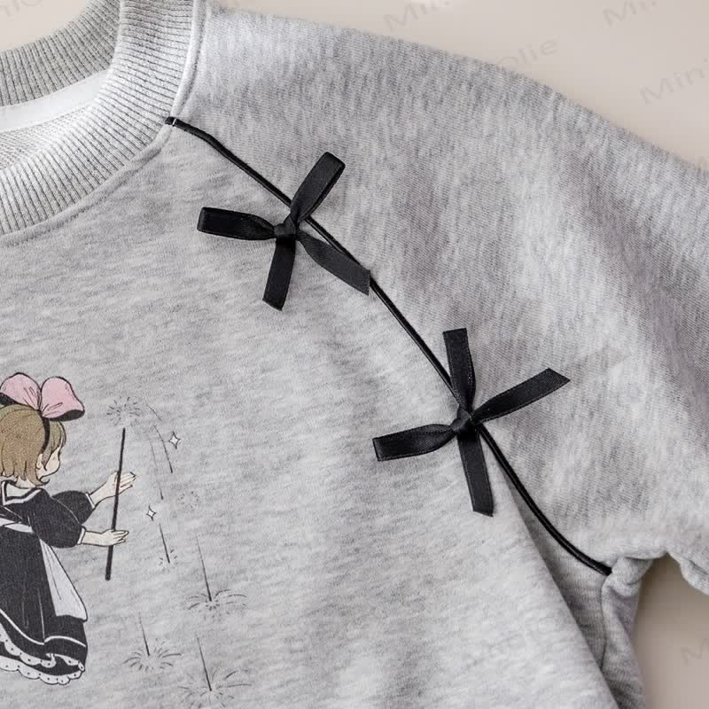 Toddler Cartoon Print Sweatshirt and Striped Ruffle Pants Set - image 7