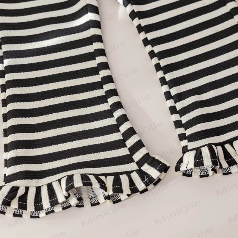 Toddler Cartoon Print Sweatshirt and Striped Ruffle Pants Set - image 14