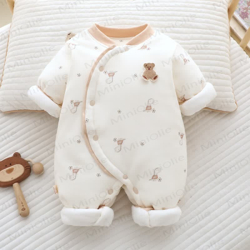 Baby Animal Print Quilted Romper - Bear - 18-24M - image 4