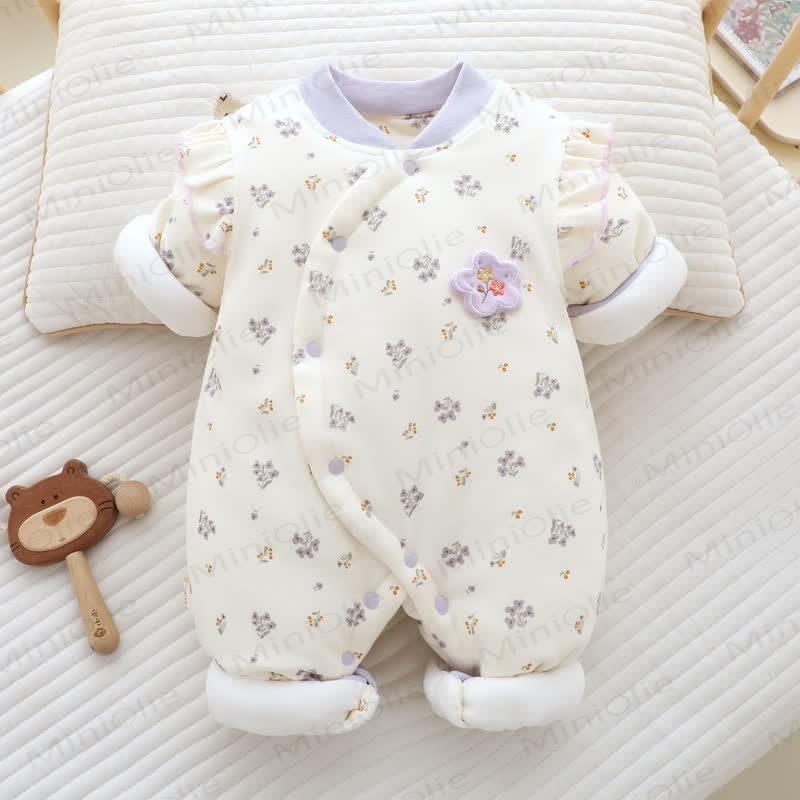 Baby Animal Print Quilted Romper - Flower - 18-24M - image 6