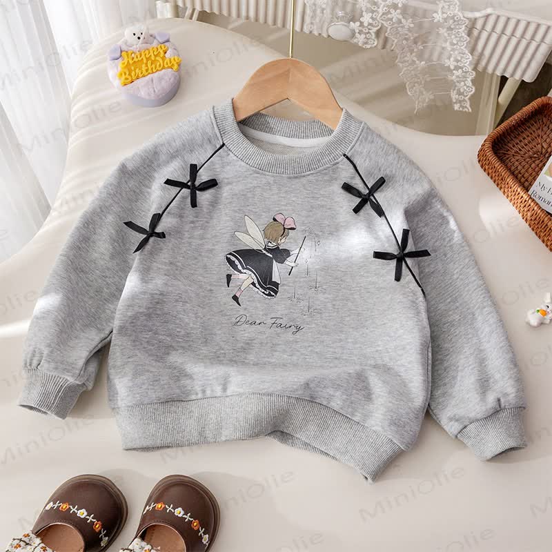 Toddler Cartoon Print Sweatshirt and Striped Ruffle Pants Set - Gray Sweatshirt - 6-7T - image 2