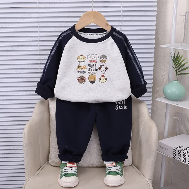 FALL STYLE Toddler Animal Color Block Sweatshirt and Jogger Set - Gray - 6-7T - image 1