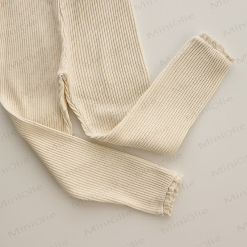 Toddler Girl Solid Color Ribbed Knit Leggings - Beige - 6-7T - image 2