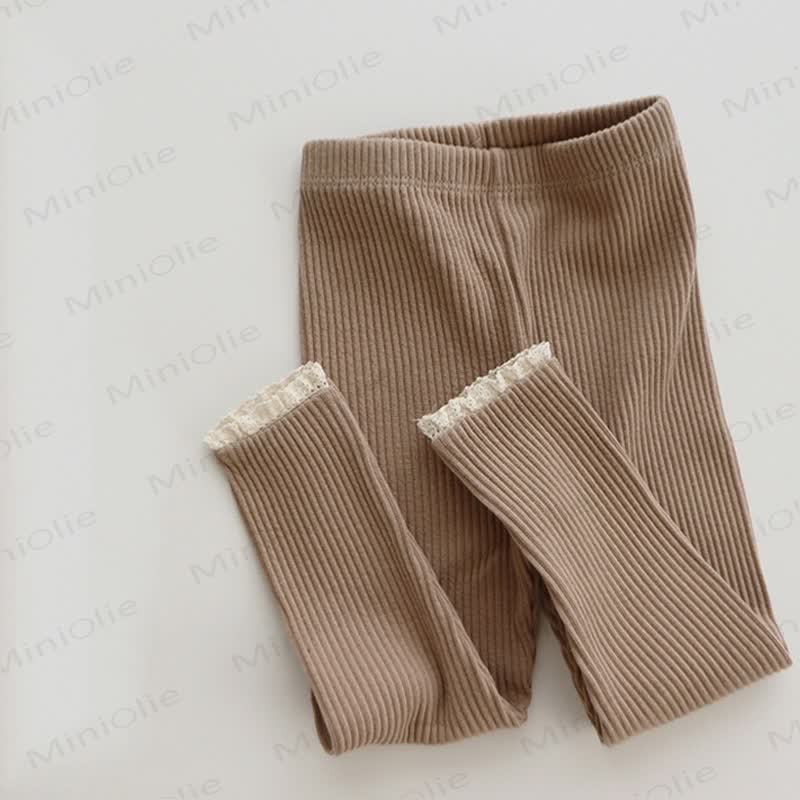 Toddler Girl Solid Color Ribbed Knit Leggings - Coffee - 6-7T - image 4