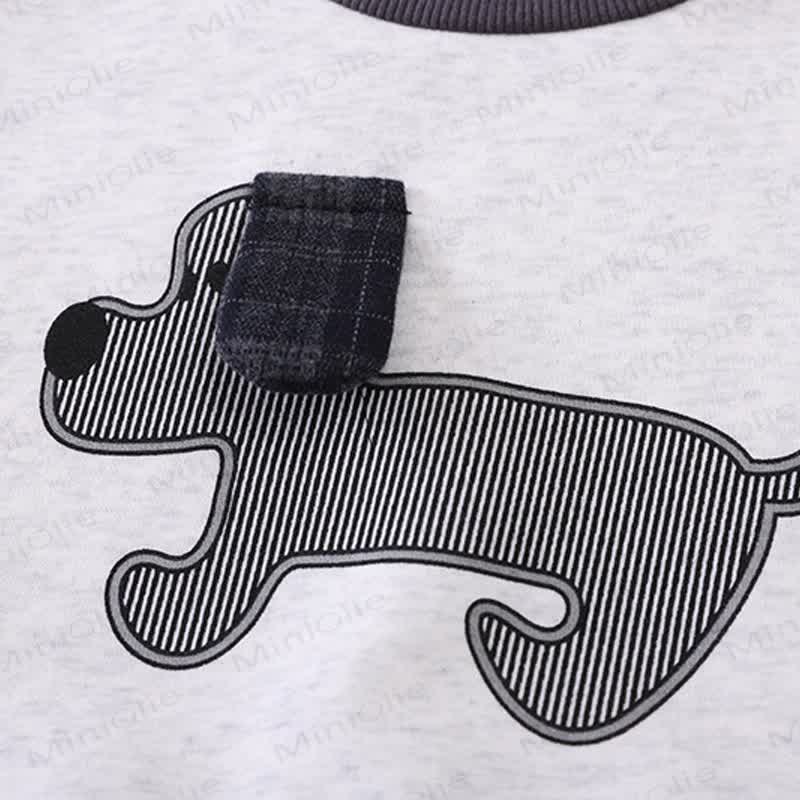 Toddler Boy Puppy Graphic Fleece Sweatshirt and Plaid Pants Set - image 4