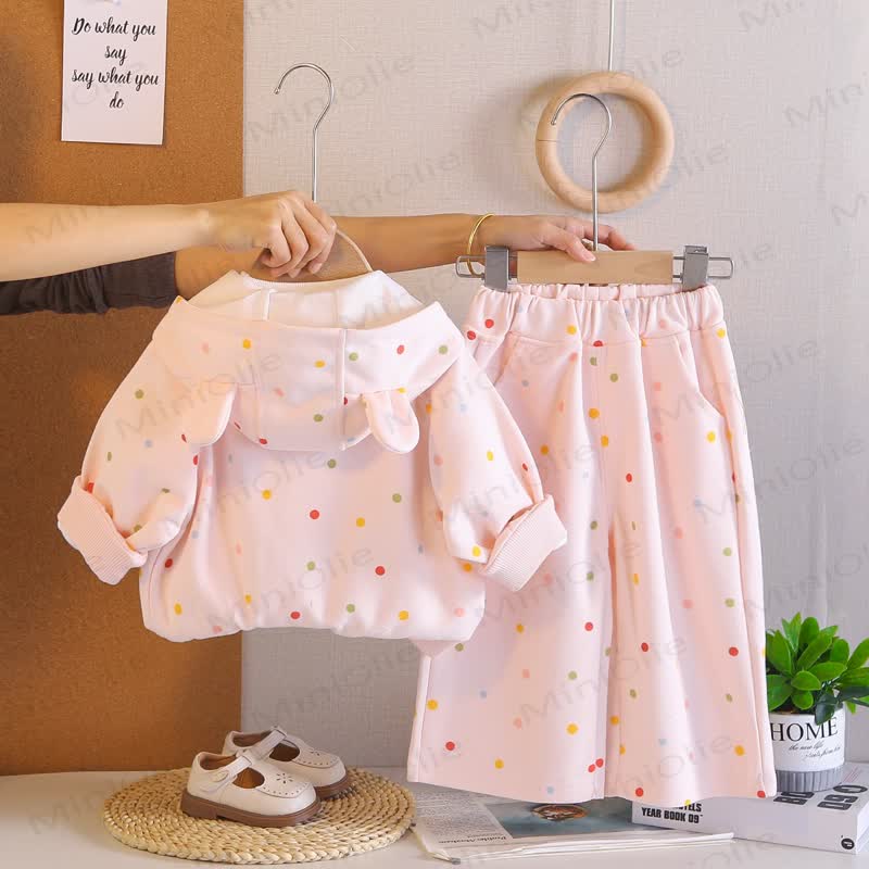 Toddler Girl Polka Dot Hooded Jacket 3-Piece Set - image 4