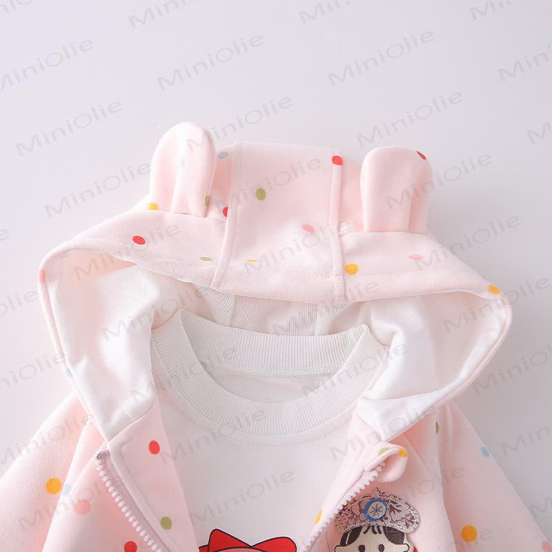 Toddler Girl Polka Dot Hooded Jacket 3-Piece Set - image 6