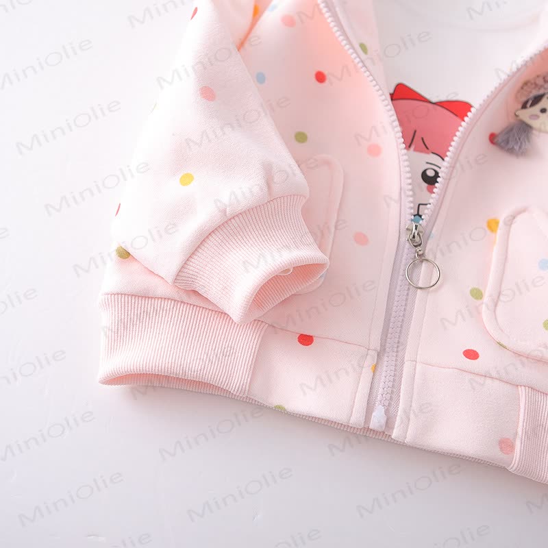 Toddler Girl Polka Dot Hooded Jacket 3-Piece Set - image 8