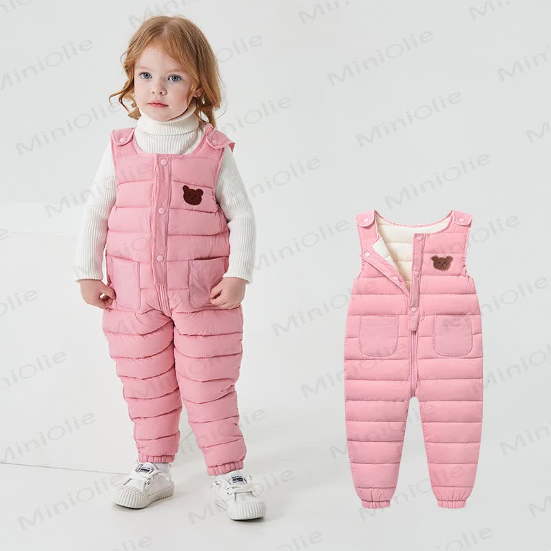 Baby Toddler Bear Quilted Fleece Lined Overalls - Pink - 4-5T - image 4