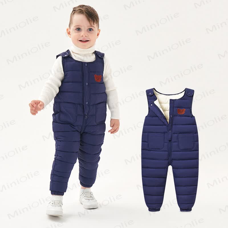 Baby Toddler Bear Quilted Fleece Lined Overalls - Navy - 4-5T - image 3