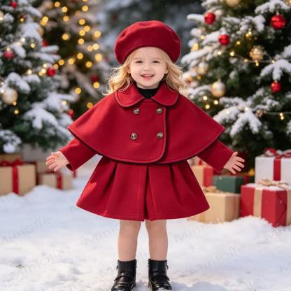 Baby Girl Christmas Cape Dress Coat with the Matching Hat - image 4