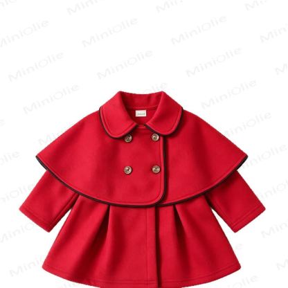 Baby Girl Christmas Cape Dress Coat with the Matching Hat - Red - 3-4T - image 7