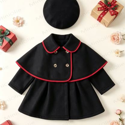 Baby Girl Christmas Cape Dress Coat with the Matching Hat - image 12