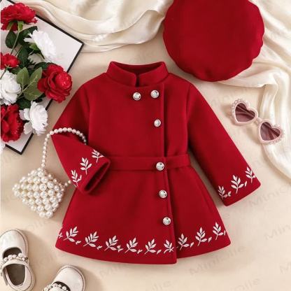 Baby Girl Christmas Cape Dress Coat with the Matching Hat - image 2