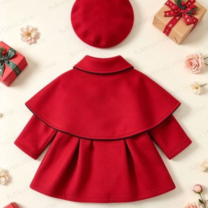 Baby Girl Christmas Cape Dress Coat with the Matching Hat - image 6