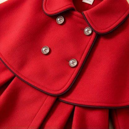 Baby Girl Christmas Cape Dress Coat with the Matching Hat - image 9