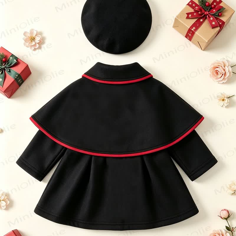 Baby Girl Christmas Cape Dress Coat with the Matching Hat - image 13