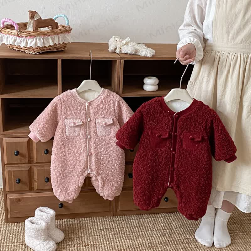 Baby Toddler Cute Fleece Pocket Romper - image 1