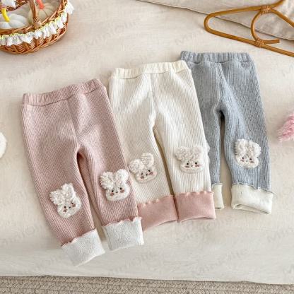 Baby Girl Rabbit Ribbed Foldover Cuff Leggings - image 1