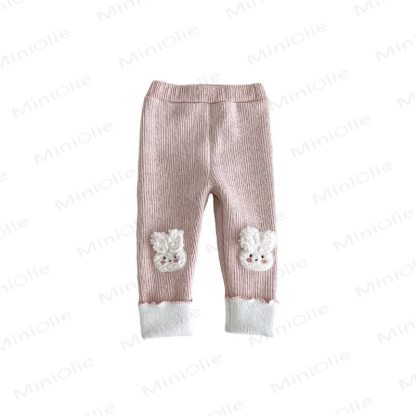 Baby Girl Rabbit Ribbed Foldover Cuff Leggings - image 3