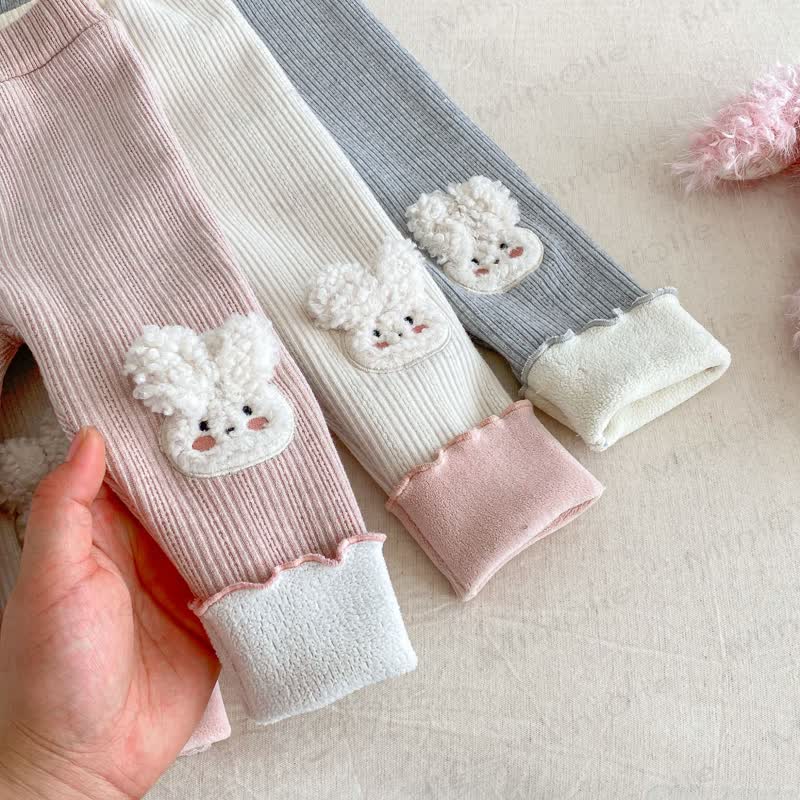 Baby Girl Rabbit Ribbed Foldover Cuff Leggings - image 7