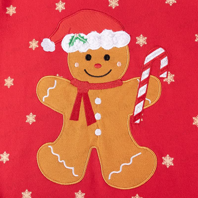 Toddler Girl Red Gingerbread Sweatshirt and Flare Pants Set - image 4