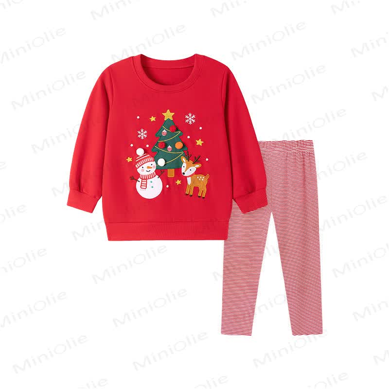 Toddler Christmas Graphic Sweatshirt and Striped Pants Set - Red - 7Y - image 2