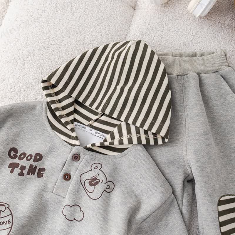 Good Time Toddler Bear Print Hooded Top and Pants Set - image 5