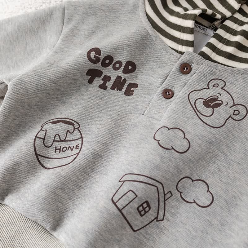 Good Time Toddler Bear Print Hooded Top and Pants Set - image 6