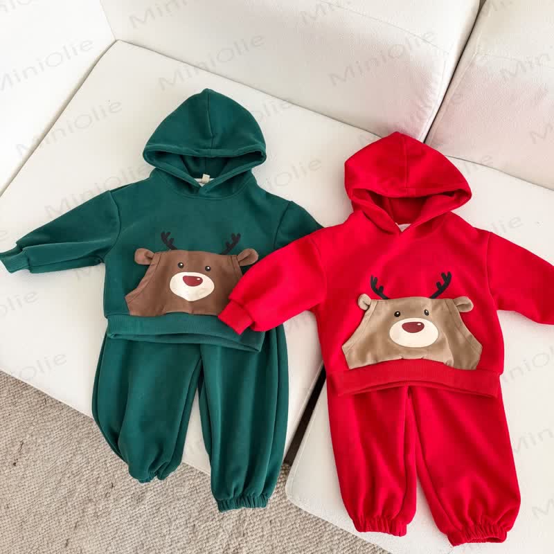 Toddler Reindeer Pocket Hooded Sweatshirt and Pants Set - image 4