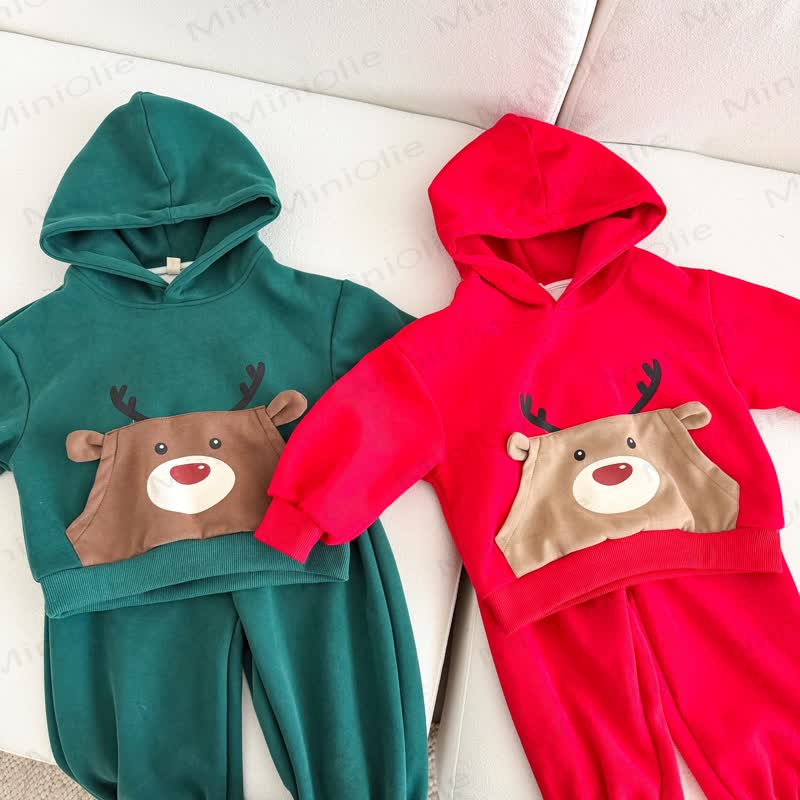 Toddler Reindeer Pocket Hooded Sweatshirt and Pants Set - image 5