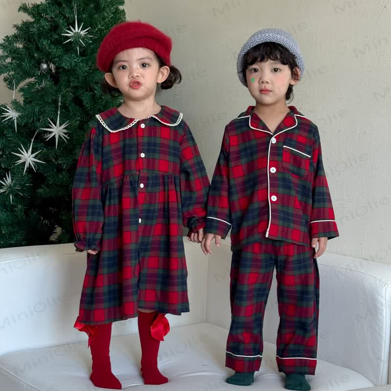 Toddler Cozy Classic Plaid Pajama Set or Dress - image 1