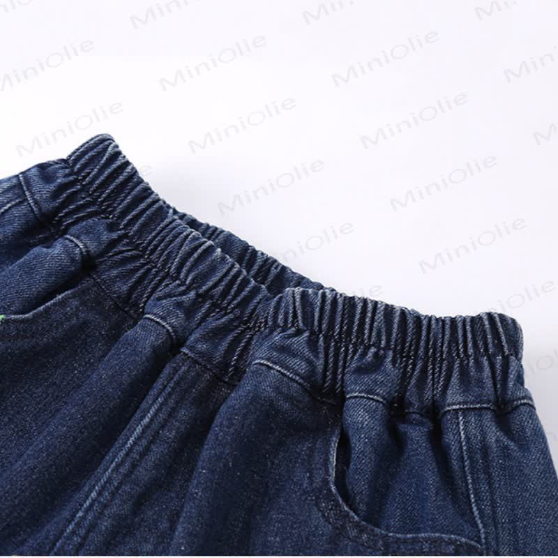 Toddler Colorful Heart Patch Straight Leg Denim Pants - image 9