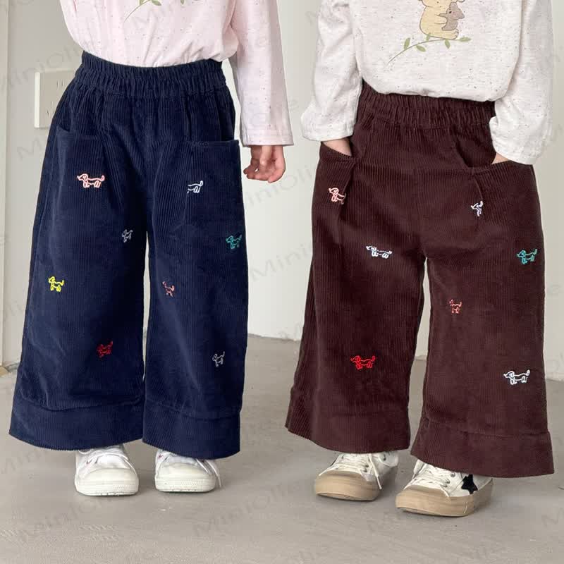 Toddler Puppy Embroidered Corduroy Pants - image 1