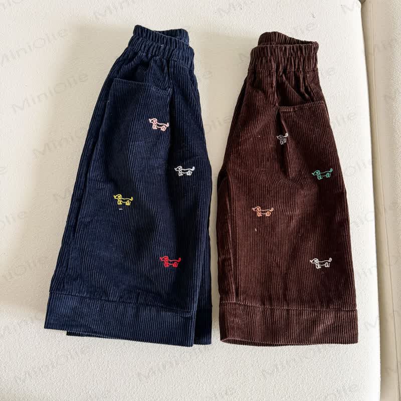 Toddler Puppy Embroidered Corduroy Pants - image 8