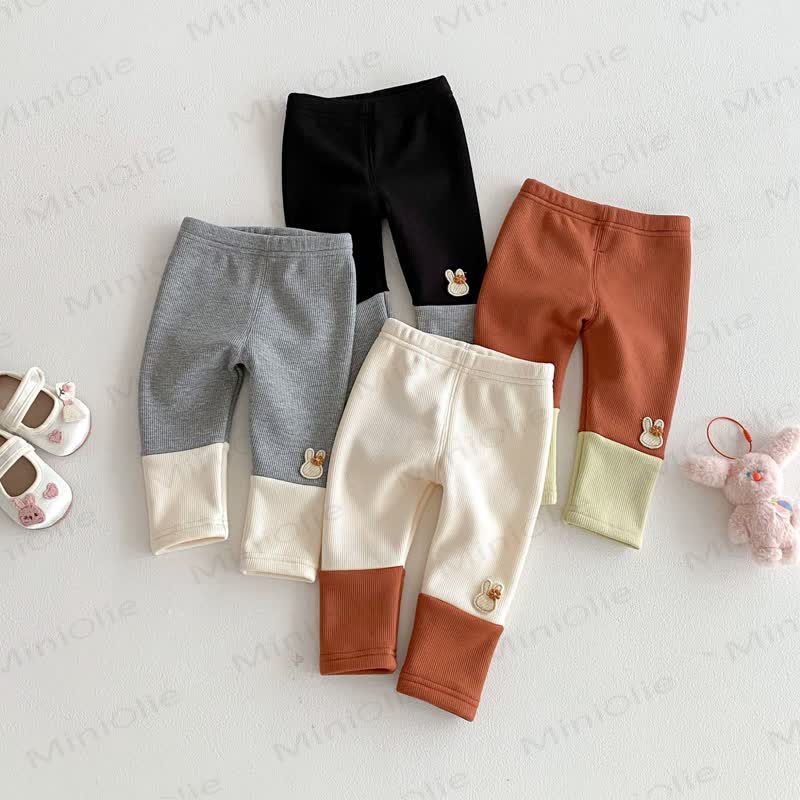 Baby Girl Soft Fleece Ribbed Bunny Cuff Leggings - image 8
