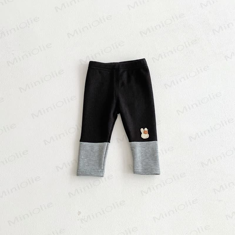 Baby Girl Soft Fleece Ribbed Bunny Cuff Leggings - Black - 18-24M - image 4