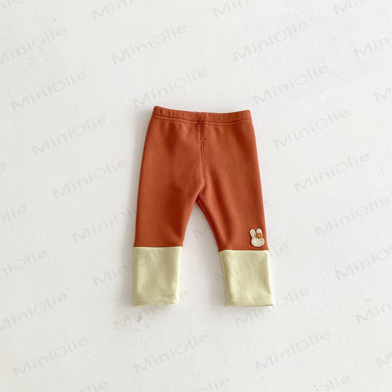 Baby Girl Soft Fleece Ribbed Bunny Cuff Leggings - Brown - 18-24M - image 6
