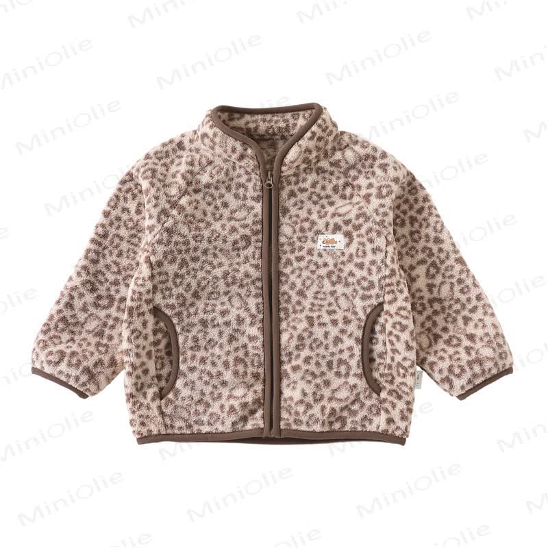 Baby Toddler Floral Heart Fleece Zip Up Jacket - Apricot - 4-5T - image 5