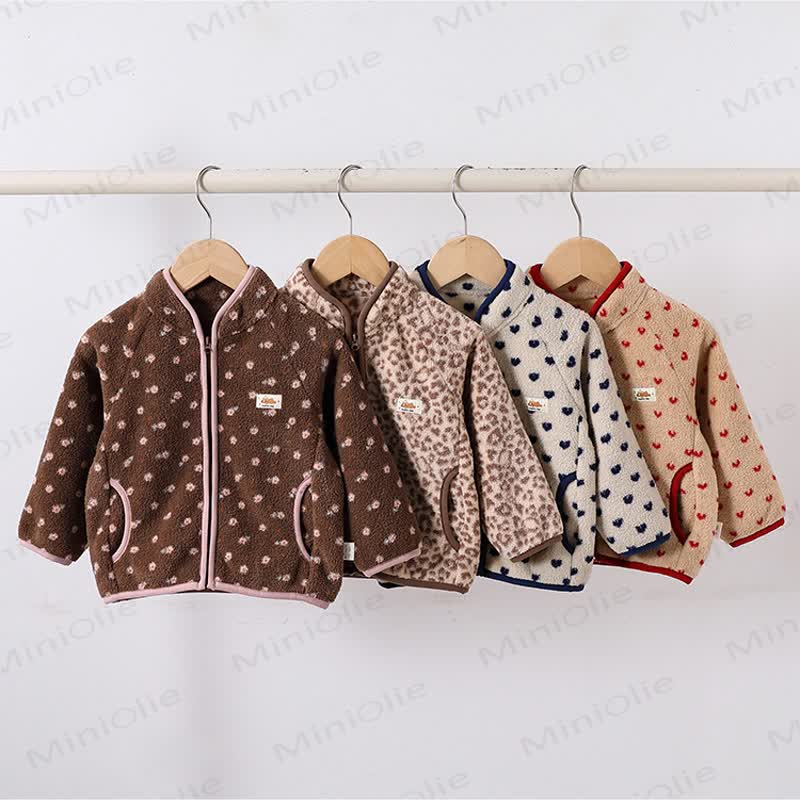Baby Toddler Floral Heart Fleece Zip Up Jacket - image 1