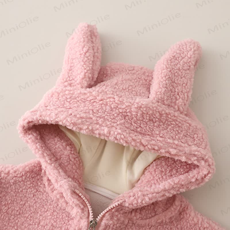 Toddler Strawberry Bunny Fleece Hooded 3-Piece Set - image 5